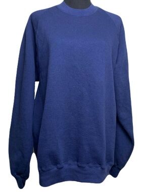 Vintage 80s 90s Jerzees Navy Blank Crewneck Sweatshirt USA XL #46